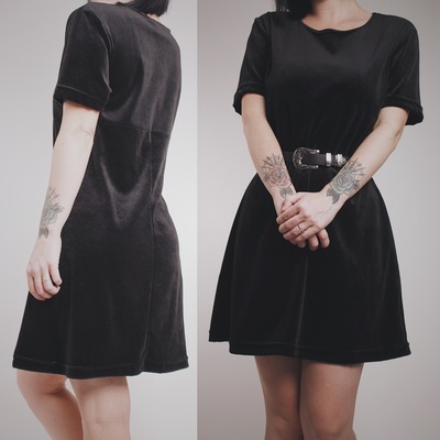 Claimed @the devils intern - vintage 90s black velvet babydoll t-shirt dress