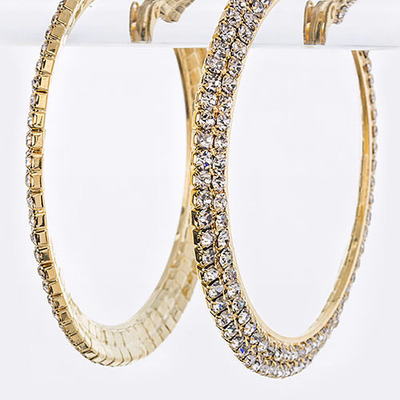 2 rows crystal hoop earrings