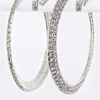 2 Rows Crystal Hoop Earrings - Thumbnail 1