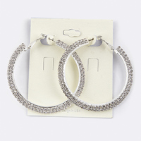 2 Rows Crystal Hoop Earrings - Thumbnail 2