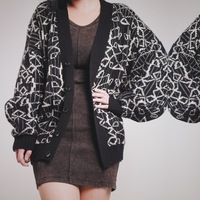 CLAIMED @rainbowkitty016 - Vintage 90s Chunky Black & White Grandpa Cardi  - Thumbnail 1