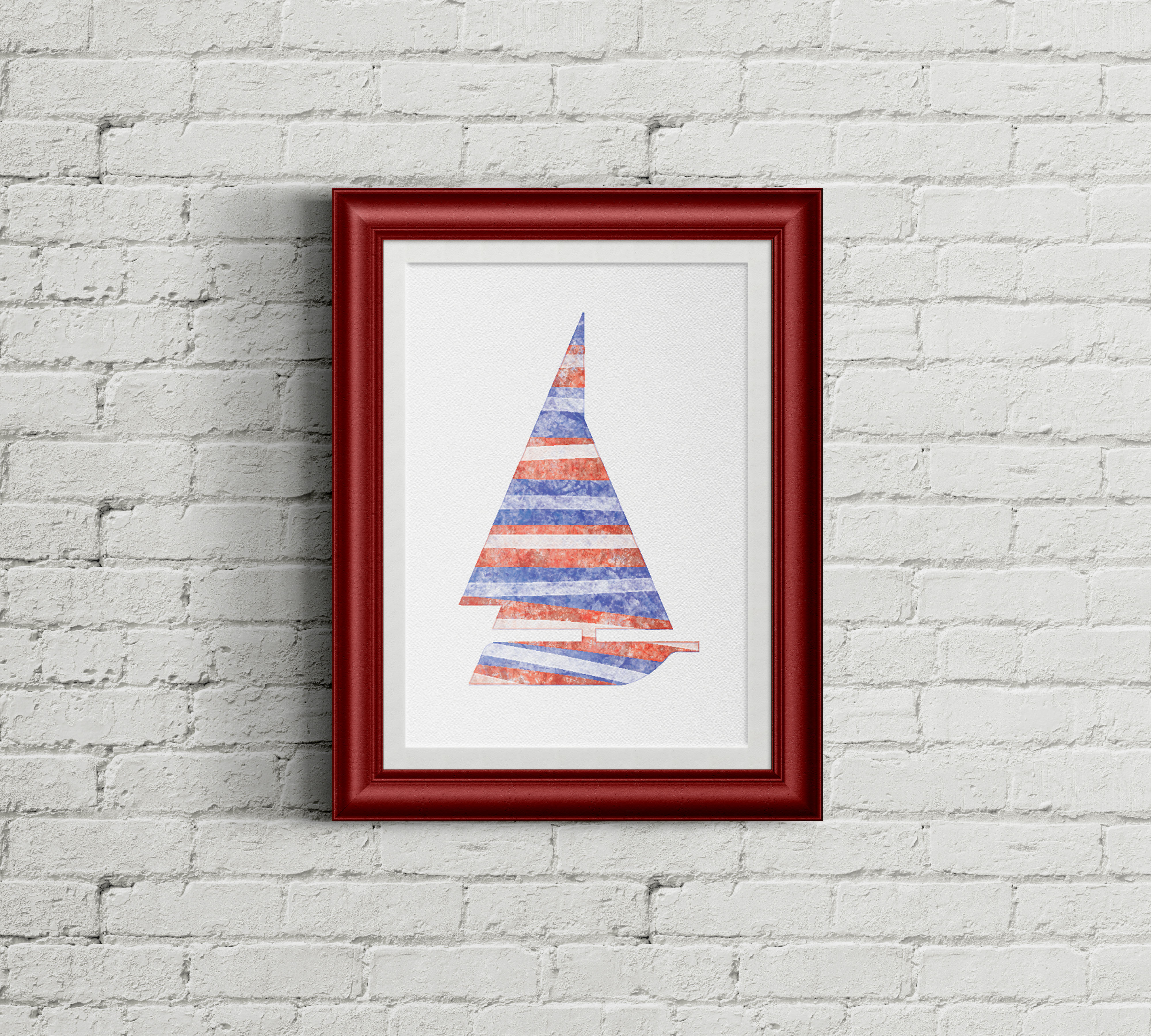Image of Striped Boat Print