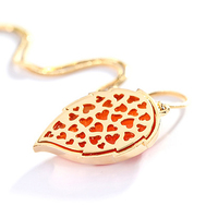 High Quality  Handmade Premium Opal Leaf Pendant Necklace Crystal Heart Necklace Gold Chain Necklace for Women&Girls - Thumbnail 2