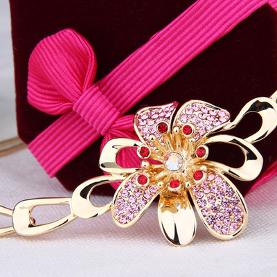 Crystal rhinestone premium gemstone floral  handmade pendant flower necklace gold necklace for women&girls