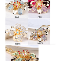 Crystal Rhinestone Premium Gemstone Floral  Handmade Pendant Flower Necklace Gold Necklace for Women&Girls - Thumbnail 4