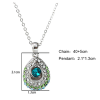 Crystal Teardrop Pendant Handmade Necklace Rhinestone Water Drop Necklace Premium Gemstone Gold Necklace for Women&Girls - Thumbnail 3