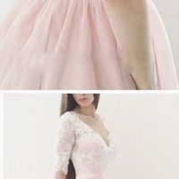 Long prom dress, v back prom dress, pink prom dress, half sleeves prom dress, v neck prom dress, evening dress, PD15072 - Thumbnail 1