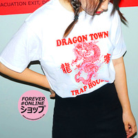 ORANGE/WHITE VINTAGE DRAGON TOWN TEE - Thumbnail 1