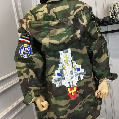 Harajuku fashion camouflage embroidery rocket astronaut jacket