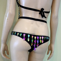 Dark Rainbow Rihanna Diamond Samba Cage Bra Cosplay Dance Costume Rave Bra Halloween Burlesque Show Girl - Thumbnail 4