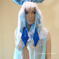 Glaceon Ear Cape Robe Cosplay Dance Costume Rave Bra Rave Wear Halloween Burlesque Show Girl - Thumbnail 3