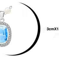 Rhinestone Crystal Round Pendant Pearl Chain Necklace Premium Gemstone  Handmade Pendant Necklace for Women&Girls - Thumbnail 2