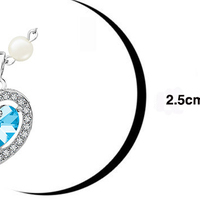Rhinestone Crystal Round Heart Pendant Pearl Chain  Handmade Necklace Premium Gemstone Pendant Necklace for Women&Girls - Thumbnail 3