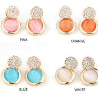Premium Opal Crystal Stud Handmade Earrings for Women&Girls Fashion Jewelry Gold Earrings - Thumbnail 4