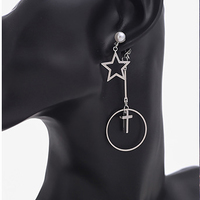 Circle Star Cross  Handmade Earrings Fresh Water Pearl Earrings Dangle Earrings for Women&Girls - Thumbnail 2