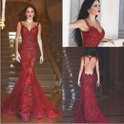 2017 new arabic backless prom dresses mermaid charming long evening gowns sequins sweetheart lace applique formal cheap evening gowns