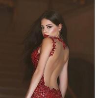 2017 New Arabic Backless Prom Dresses Mermaid Charming Long Evening Gowns Sequins Sweetheart Lace Applique Formal Cheap Evening Gowns - Thumbnail 4