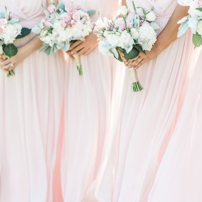 Pink v neck long bridesmaid dresses - Thumbnail 5
