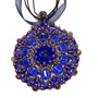Royal Blue and Jasper Stone Crystal Pendant on Ribbon Necklace-2