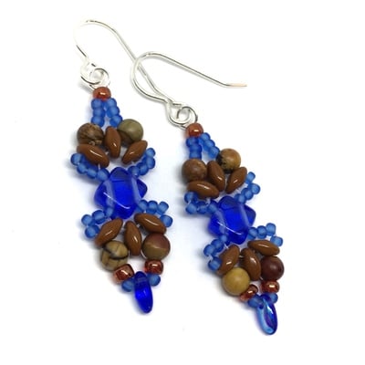Royal Blue and Jasper Earrings on Sterling Silver Ear Hooks