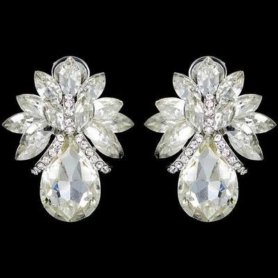 Silver w/rhinestone clip-on earrings 