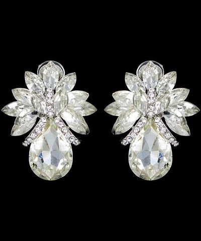 Silver w/Rhinestone Clip-on Earrings 