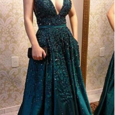 V-neck prom dresses,sexy prom dress,evening dress,charming prom dress, long prom dress,prom dresses, elegant prom dress, prom dress z167 - Thumbnail 3