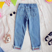 Kawaii Heart/Strawberry Loose Jeans - Thumbnail 2