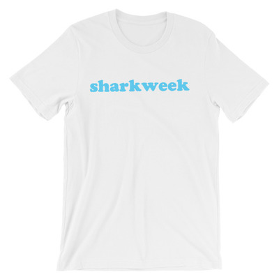 Sharkweek white unisex short sleeve double sided  t-shirt