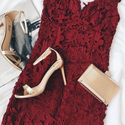 Straps dark red homecoming dress prom dress party gown for women - Thumbnail 2