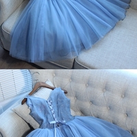 Red tulle short prom dress with long sleeve cocktail dress - Thumbnail 4