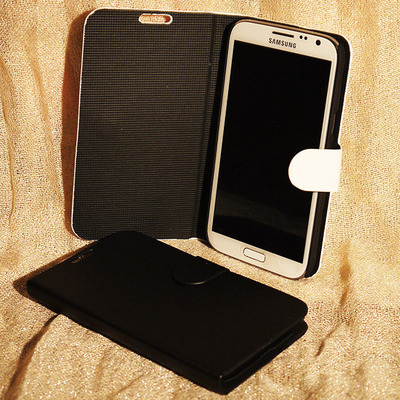 Glossy ctoth folio stand cover for samsung note ii