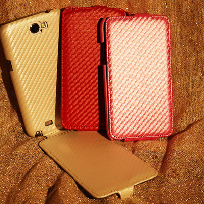 Leather case carbon fiber for samsung galaxy note ii