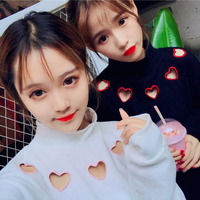 FREE SHIPPING Sweet Hollow Out Heart Sweatshirt - Thumbnail 1