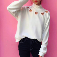 FREE SHIPPING Sweet Hollow Out Heart Sweatshirt - Thumbnail 2
