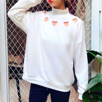 FREE SHIPPING Sweet Hollow Out Heart Sweatshirt - Thumbnail 3