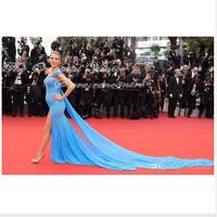  Blake Lively Celebrity Split Evening Dress in Cannes Film Festival 2017 Stunning Beading One Shoulder Prom Dresses For Pregnant Women - Thumbnail 2