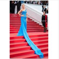  Blake Lively Celebrity Split Evening Dress in Cannes Film Festival 2017 Stunning Beading One Shoulder Prom Dresses For Pregnant Women - Thumbnail 4