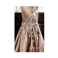 Crystal Evening Dresses 2017 Abaya In Dubai One Shoulder Rhinestone Formal Gowns Muslim Long Sleeve Gold Prom Dresses - Thumbnail 2