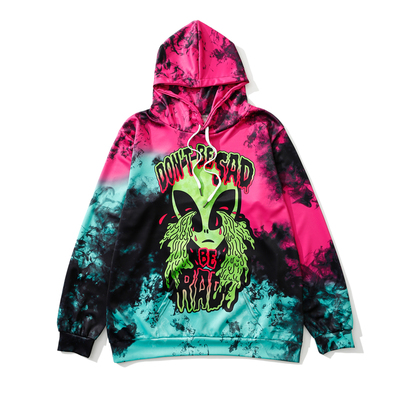 Don't be sad be rad alien tie dye hoodie