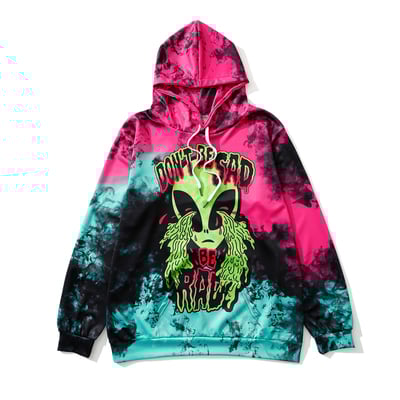 DON'T BE SAD BE RAD ALIEN TIE DYE HOODIE