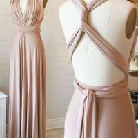 Simple v neck long prom dress, bridesmaid dress - Thumbnail 1