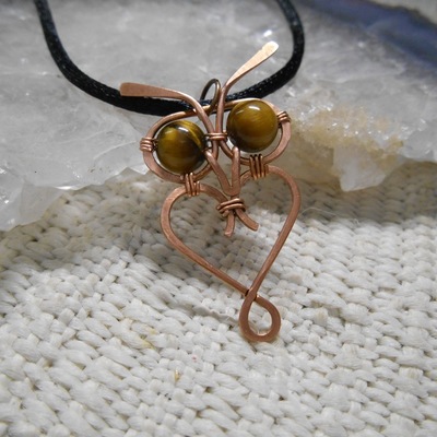 Copper and tigers-eye owl necklace