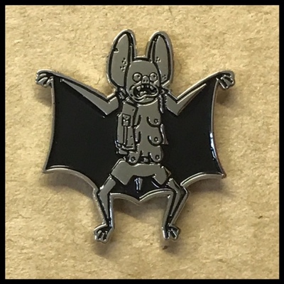 Titty Bat Silver / Black Enamel Pin 170