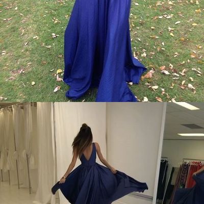 Charming prom dress, sexy evening dress, royal blue evening party dress, sleeveless prom dresses