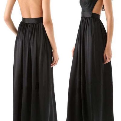 Charming prom dress,satin prom dress,a-line prom dress,backless prom dress,v-neck prom dress