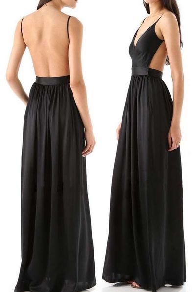 Charming Prom Dress,Satin Prom Dress,A-Line Prom Dress,Backless Prom Dress,V-Neck Prom Dress