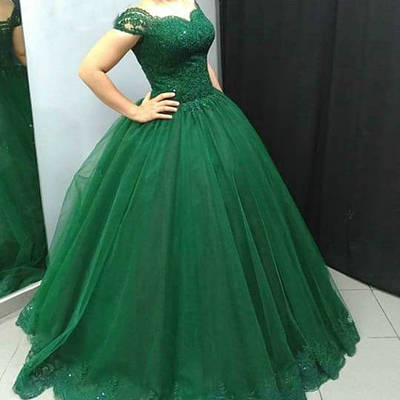 Charming prom dress, tulle ball gown prom dress, appliques lace evening party dress,long prom dress, formal dress