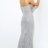 Silver Sequin Evening Dress - Thumbnail 1
