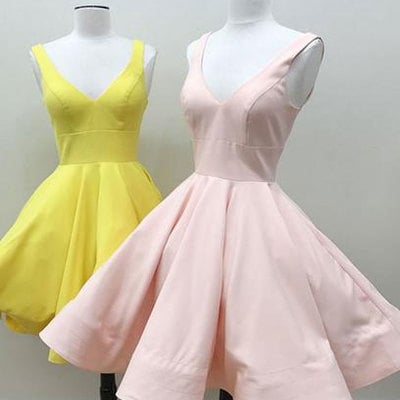 V neck yellow/pear pink short homecoming dress  - Thumbnail 3